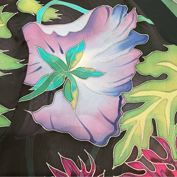 Rare Colorful Tropical Floral Island Print Silk Kimono One Size - Picture 15 of 16